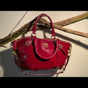 Red patent leather coach bag